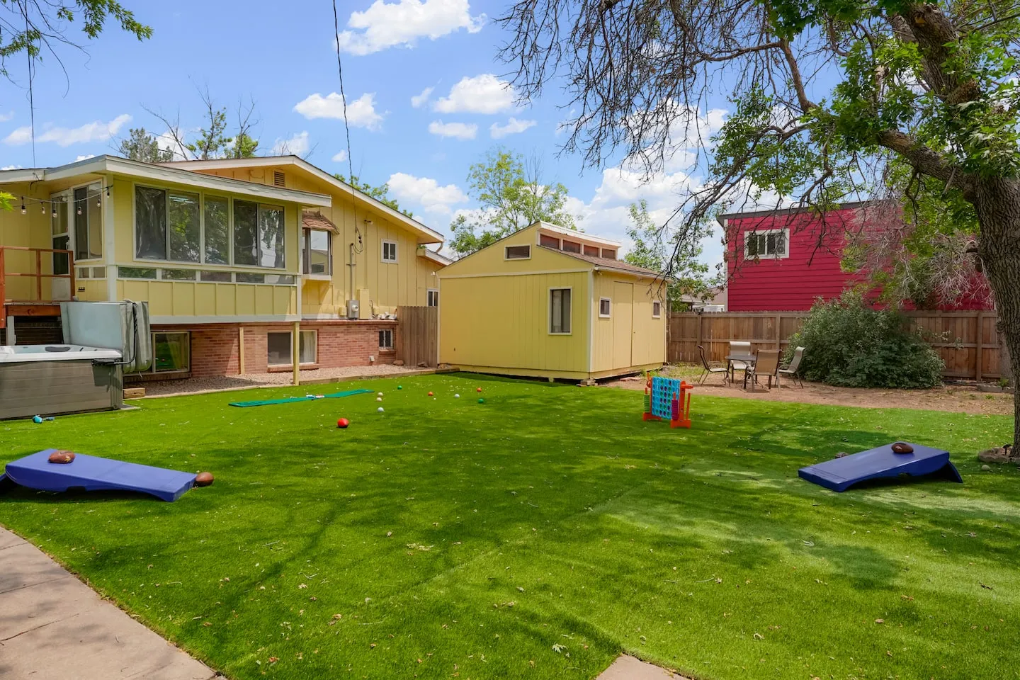 Six-foot fenced backyard